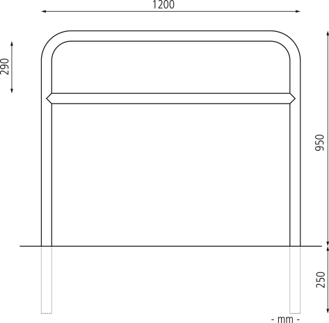 1200 x 1200 mm m. Q., Einbet. -250 mm