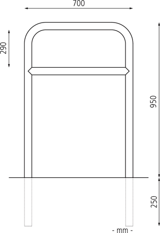 700 x 1200 mm m. Q., Einbet. -250 mm