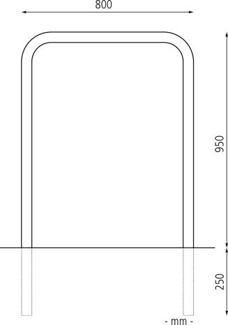 800 x 1200 mm o. Q., Einbet. -250 mm