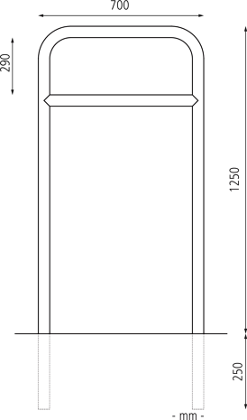 700 x 1500 mm m. Q., Einbet. -250 mm