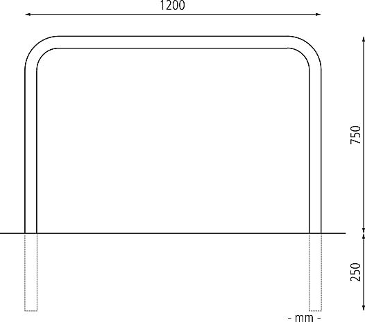 1200 x 1000 mm o. Q., Einbet. -250 mm