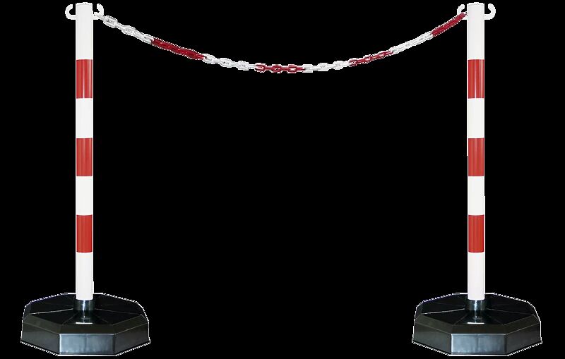 Mobiles Kettenständer-Set MORGAT, 2-er Set in rot-weiß