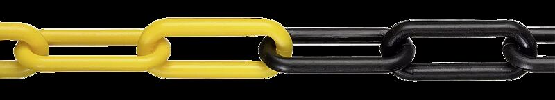 Absperrkette aus Stahl, in schwarz-gelb