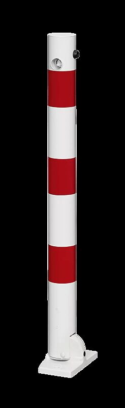 Sperrpfosten GERODA zum Aufdübeln, kippbar mit Bodenplatte mittels Dreikantschloss, Ø 76 mm, feuerverzinkt und pulverbeschichtet