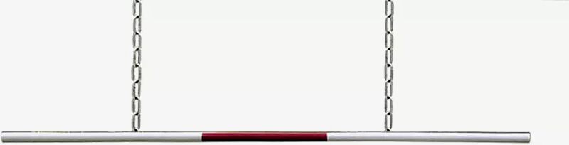 bewegliche Barriere, pulverbeschichtet in RAL 9010 reinweiß, mit roter Reflexfolie