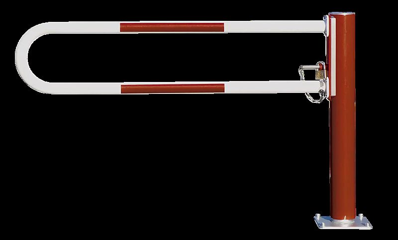 Wegesperre RAISI, zum Aufdübeln, feuerverzinkt und weiß pulverbeschichtet, mit roten Reflexstreifen