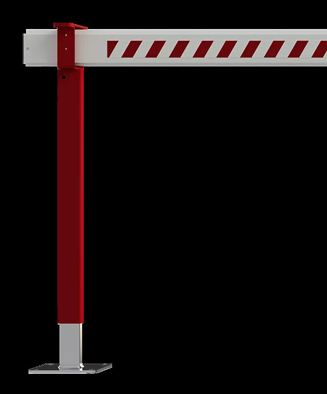 Detail: Auflagestütze in RAL 3020 verkehrsrot