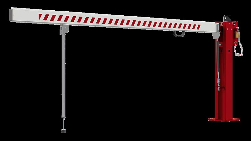 Wegesperre MARAC mit Pendelstütze, Hauptstütze in RAL 3020 verkehrsrot