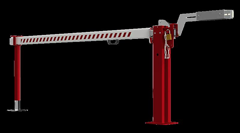 Wegesperre BELMONT, Haupt- und Auflagestütze in RAL 3020 verkehrsrot