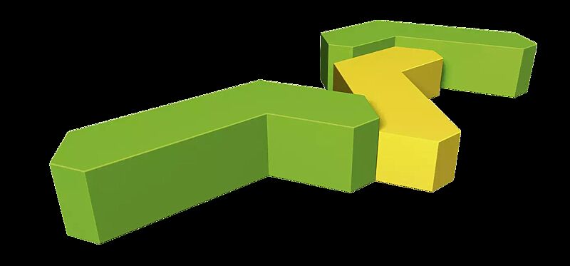 Sitzbänke MART TRIO in RAL 6018 gelbgrün und RAL 1023 verkehrsgelb