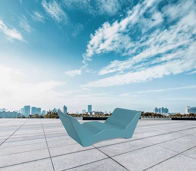 Doppelliegebank COMMUNICATION WEST in RAL 5021 wasserblau