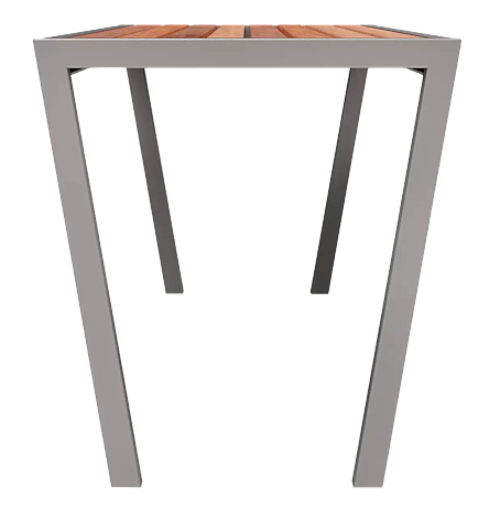 Tisch CASTEO mit Sapeliholzbelattung, Stahlteile in RAL 9007 graualuminium