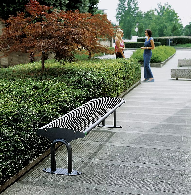 Sitzbank TAURUS ohne Rückenlehne, in RAL 7016 anthrazitgrau