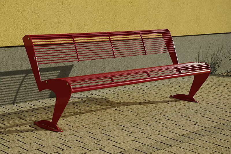 Sitzbank ALBATROS mit Rückenlehne, in RAL 3000 feuerrot