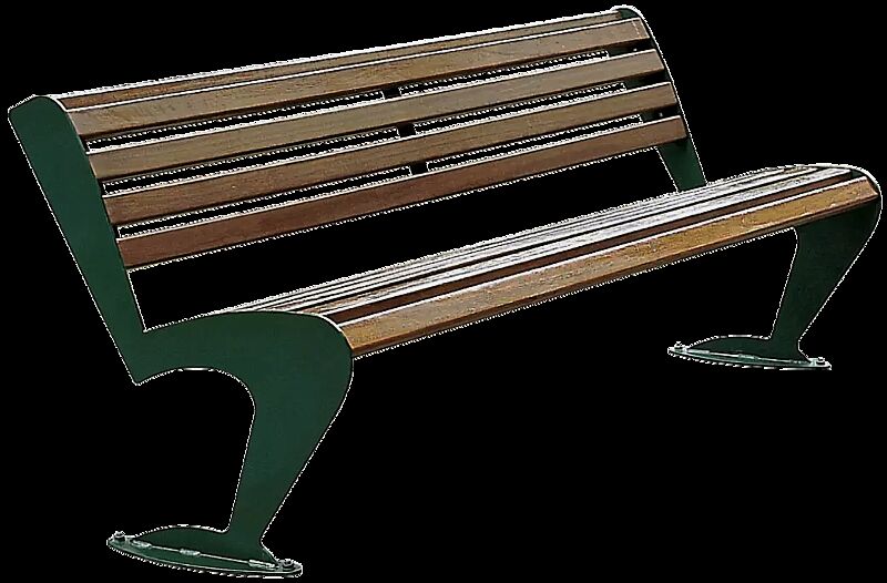 Sitzbank ALBATROS mit Rückenlehne, mit Hartholzbelattung, Stahlteile in RAL 6005 moosgrün