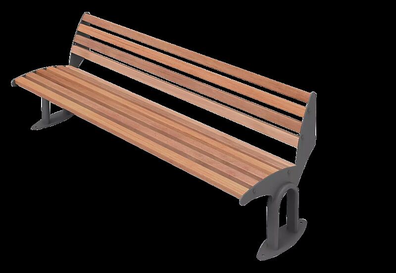 Sitzbank TAURUS mit Rückenlehne, mit Hartholzbelattung, Stahlteile in RAL 7016 anthrazitgrau