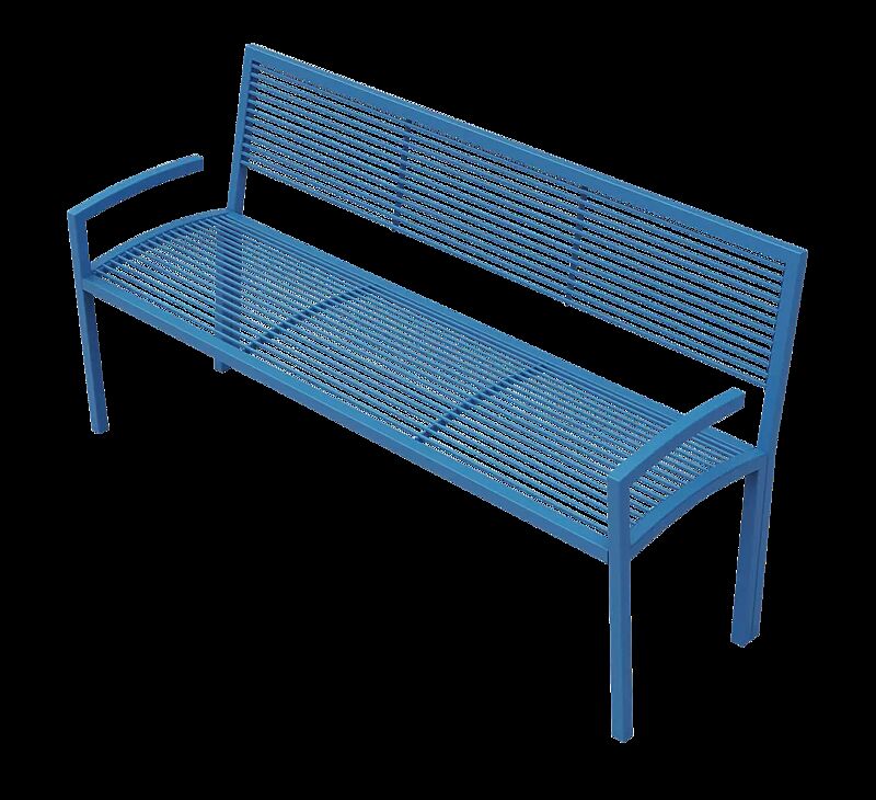 Sitzbank CAMILLA mit Rückenlehne und Armlehnen, in RAL 5015 himmelblau