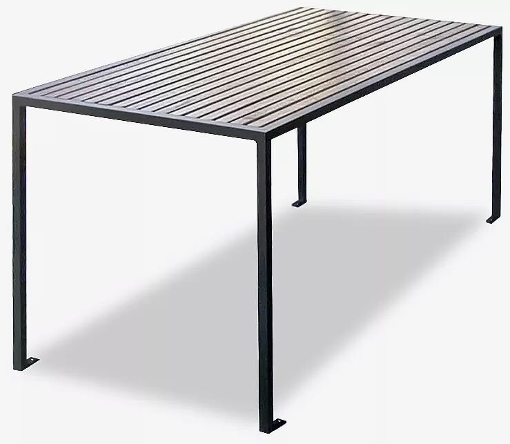 Tisch CAMILLA mit Hartholzbelattung, Stahlteile in RAL 9005 tiefschwarz