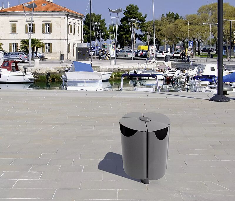 Abfallbehälter FIORE - QUATTRO, zum Aufdübeln, in eisenglimmergrau