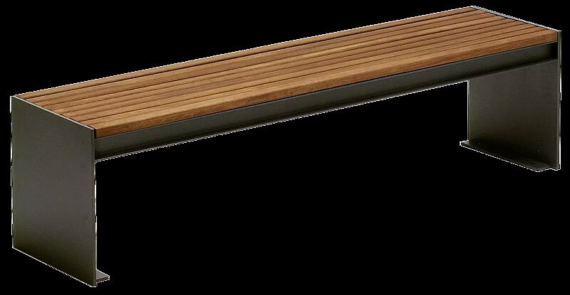 Sitzbank CIMA ohne Rückenlehne, mit Hartholzbelattung, Stahlteile in RAL 7016 anthrazitgrau