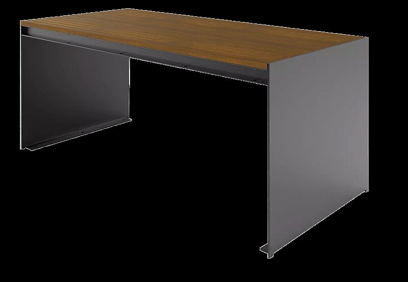 Tisch CIMA mit Hartholzbelattung, Stahlteile in RAL 7016 anthrazitgrau