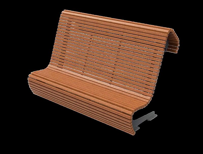 Sitzbank FLOW mit Rückenlehne, Stahlteile in RAL 7016 anthrazitgrau