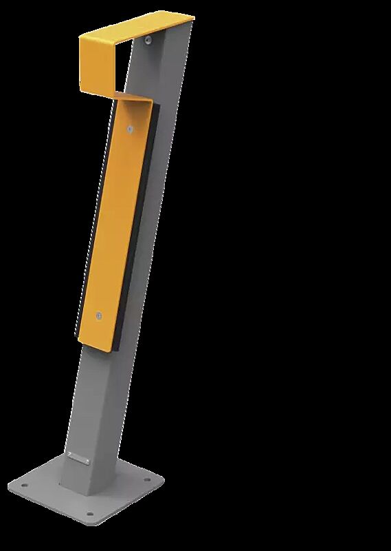 Anlehnbügel FOXHOUND mit Flachstahlbügel aus Stahl, in RAL 1021 rapsgelb und RAL 9007 graualuminium