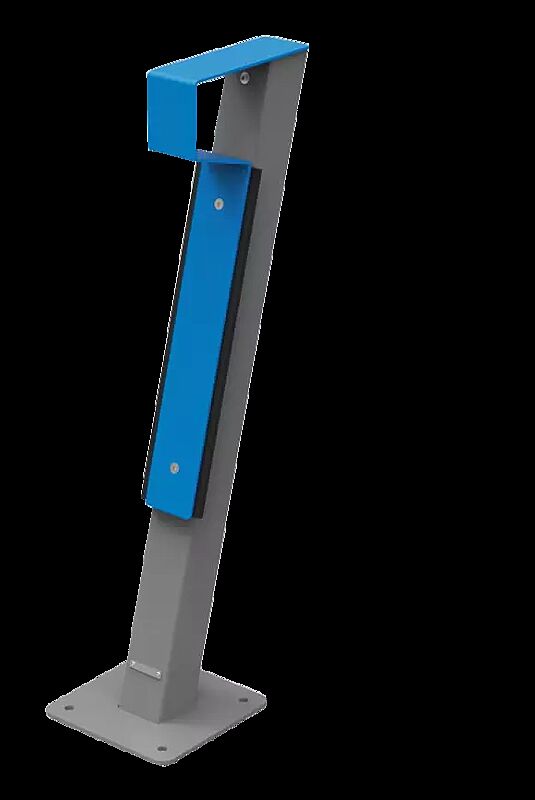 Anlehnbügel FOXHOUND mit Flachstahlbügel aus Stahl, in RAL 5010 enzianblau und RAL 9007 graualuminium