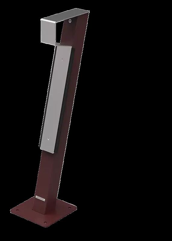 Anlehnbügel FOXHOUND mit Flachstahlbügel aus Edelstahl, Stahlteile in RAL 3005 weinrot