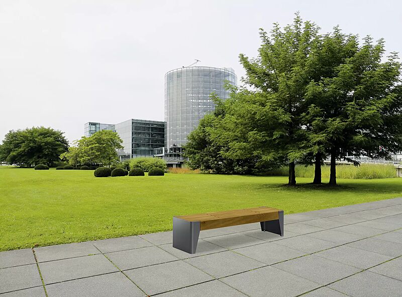 Sitzbank FOLA ohne Rückenlehne, Stahlteile in DB 703 eisenglimmer