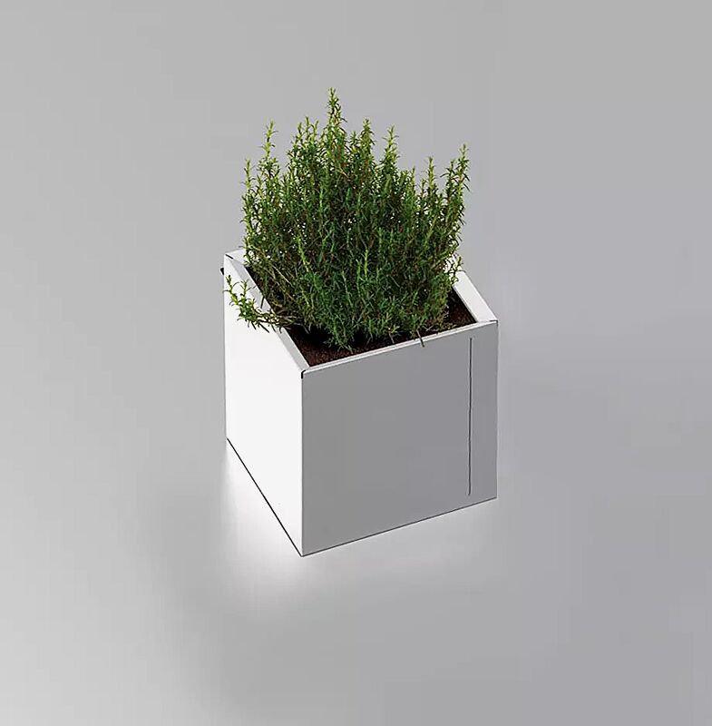 Pflanzbehälter DUO, 380 Liter, in RAL 9006 weißaluminium und RAL 9010 reinweiß