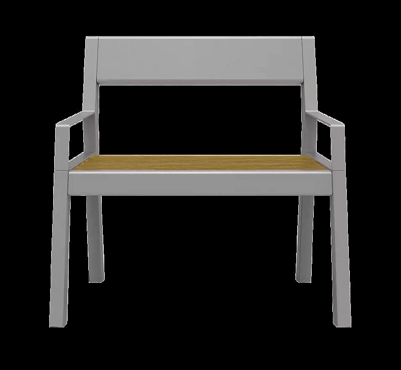 Sitz CASTEO mit thermisch modifizierter Kiefernholzbelattung, Stahlteile in RAL 9007 graualuminium