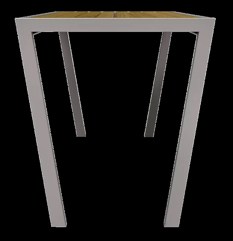 Tisch CASTEO mit thermisch modifizierter Kiefernholzbelattung, Stahlteile in RAL 9007 graualuminium