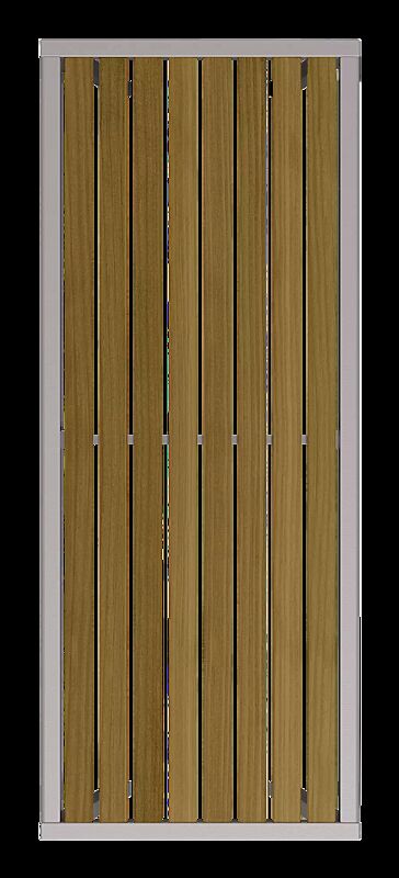 Tisch CASTEO mit thermisch modifizierter Kiefernholzbelattung, Stahlteile in RAL 9007 graualuminium