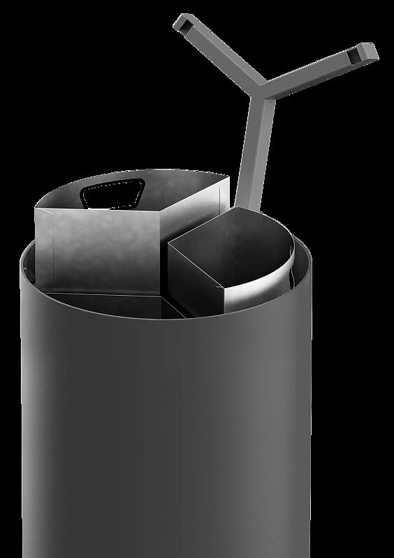 Abfallbehälter CARROARMATO, 3 Innenbehälter, in RAL 9007 graualuminium