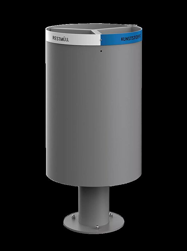 Abfallbehälter CARROARMATO, 3 Innenbehälter, Beschriftung nach Auswahl, in RAL 9007 graualuminium