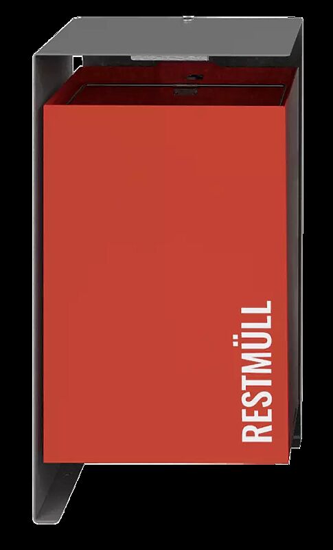 Abfallbehälter DIVISION ohne Ascher, 100 Liter, mit Beschriftung, Korpus Behälter in RAL 3000 feuerrot