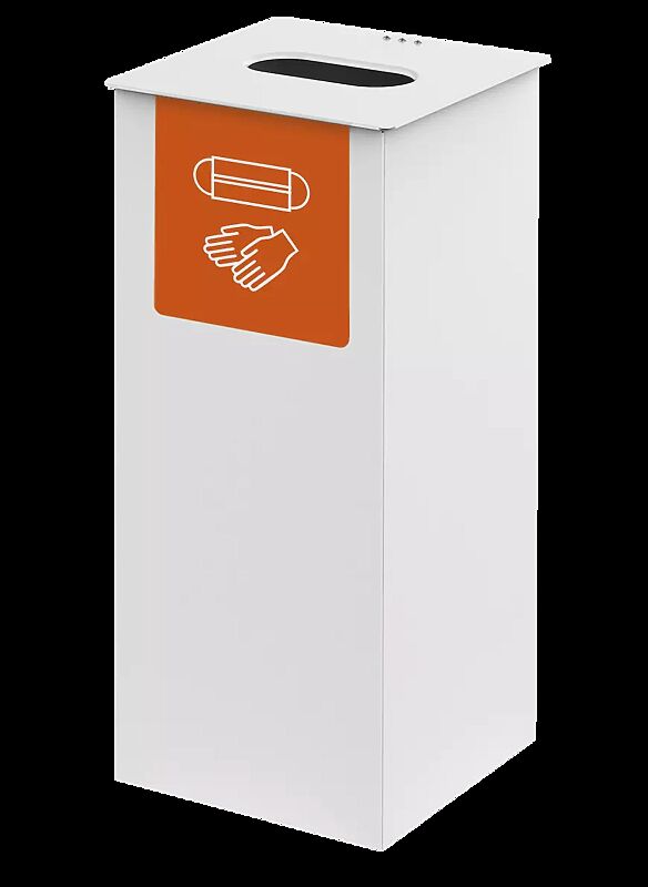 Abfallbehälter VESPUCCI mit Aufkleber in RAL 2004 reinorange