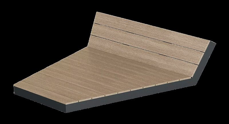 Liegebank SLICE, modular erweiterbar, Stahlteile in RAL 9005 tiefschwarz