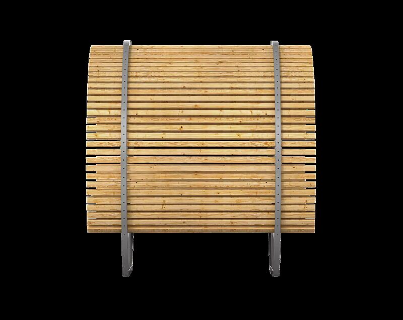 Freizeitüberdachung CISON CONTEA mit Tisch und Sitzbänken, kreisförmig, mit Kiefernholzbelattung, Stahlteile in RAL 7012 basaltgrau