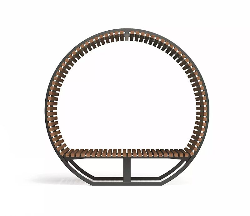 Freizeitüberdachung CISON CONTEA mit Liegefläche, kreisförmig, mit Sapeliholzbelattung, Stahlteile in RAL 7016 anthrazitgrau