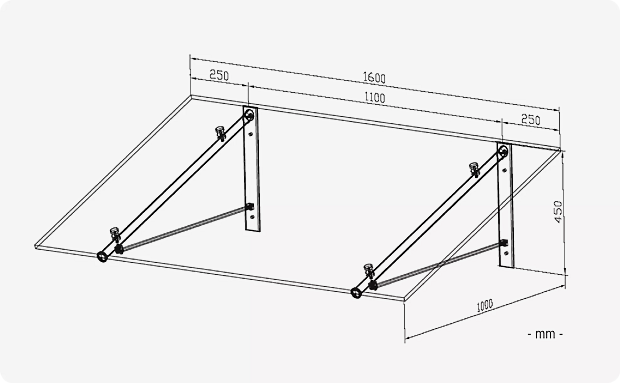 Vordach POCKET G.-Breite 1600 mm