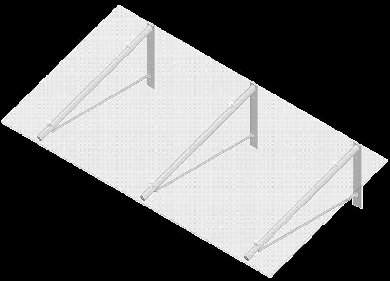 Vordach POCKET Aluminium BREITE: ca. 1900 mm. 3 Konsolen.
