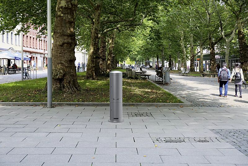 Versorgungspoller AUBEL zur Energie- und Wasserversorgung, Höhe 1300 mm, in DB 703 eisenglimmer