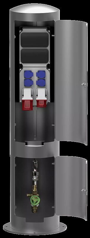 Versorgungspoller AUBEL zur Energie- und Wasserversorgung, Höhe 1500 mm, in DB 703 eisenglimmer