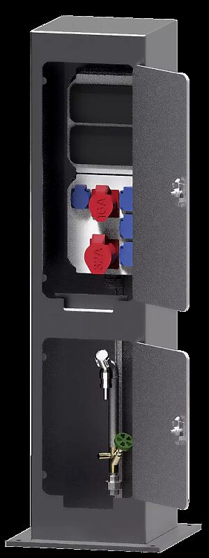 Versorgungspoller TIELT zur Energie- und Wasserversorgung, Höhe 1300 mm, in DB 703 eisenglimmer