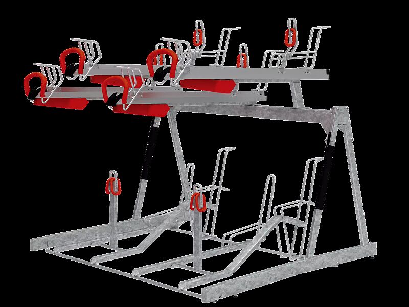 Doppelstock-Fahrradparksystem EASYLIFT 500 D, einseitig, 8 Stellplätze