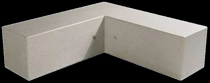 Eckbank IRISA aus rekonstituiertem Marmor, Sitzflächen geschliffen, Seitenflächen sandgestrahlt, in botticino