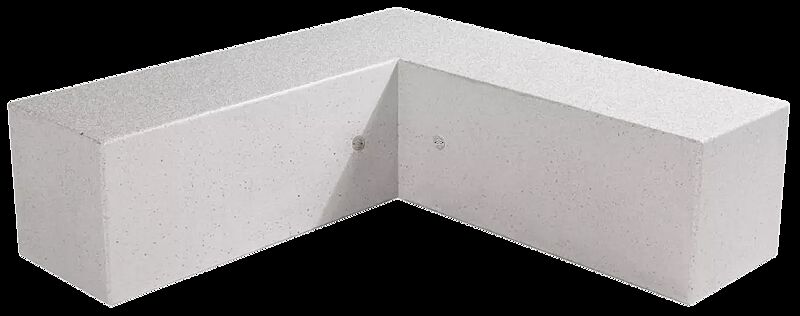 Eckbank IRISA aus Beton, Sitzflächen gestockt, Seitenflächen sandgestrahlt, in Granitoptik weiß
