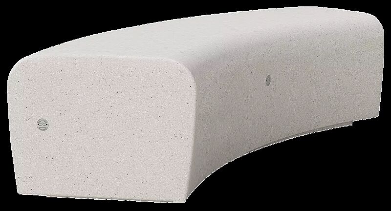 Sitzbank ONDA aus Beton, gebogen, sandgestrahlt, in Granitoptik weiß